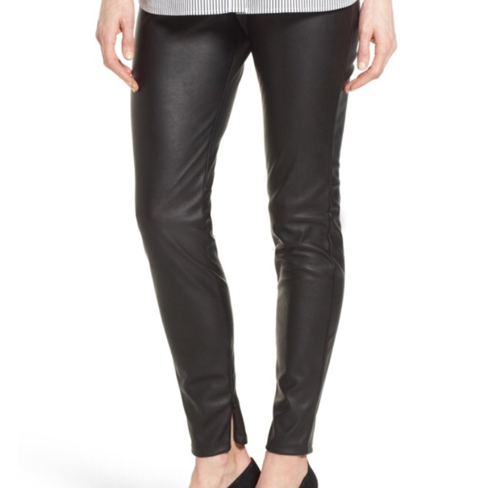 💋Halogen faux leather zipper leggings.S.